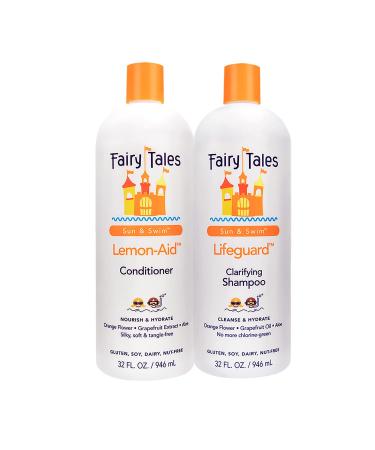 Fairy Tales Swim Shampoo 32oz and Conditioner 32oz for Kids | Made with Natural Ingredients in the USA | Chlorine Removal Swimmer Shampoo 32oz and Conditioner 32oz for Kids | No Parabens  Sulfates  or Synthetic dyes