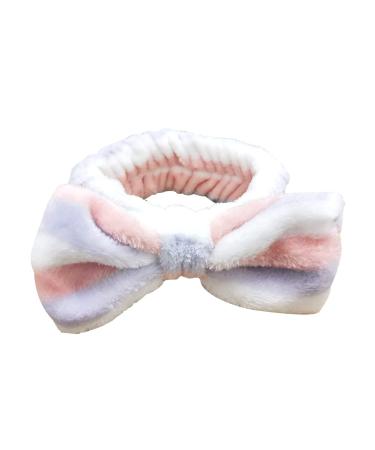 Mom Gifts SPA Headband  Make Makeup Headband Soft Coral Fleece Bow Decoration Headbands Gifts for Mom Women Girls Washing Mother's Day  Grilfriend(Purple White)