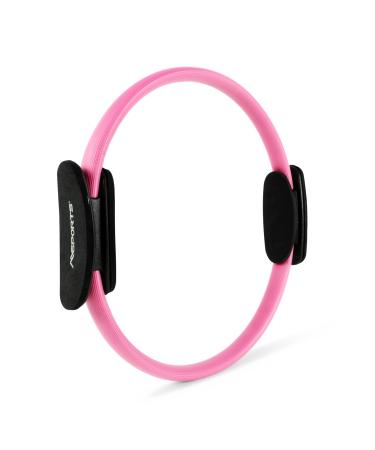 MSPORTS Pilates Ring Premium I Resistance Ring - Double Grip Pilates Yoga Ring 38 cm Exercise Circle Pastel Pink