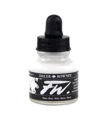 Daler-Rowney FW Acrylic Ink Bottle White - Versatile Acrylic Drawing Ink for Artists and Students - Permanent Calligraphy Ink - Archival Ink for Illustrating and More