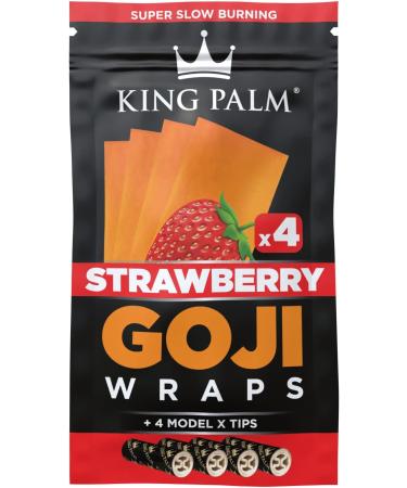 King Palm Goji Berry 4 x Strawberry Wraps Cones Pre Rolls Papers - 4 - Model-X Tips (Strawberry) - Buy Online on SooperMarket.com