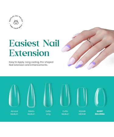 500Pcs Clear Short Ballerina False Nails Tips | Nail Glues for Acrylic & Dip Powder Nails | DIY Home Nail Art - Beetles - Buy Online on SooperMarket.com