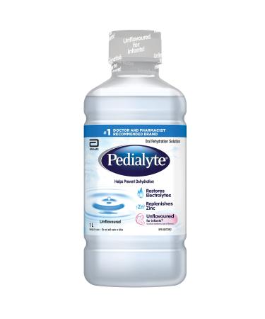 Pedialyte Electrolyte Oral Rehydration Solution Unflavoured 1-L Bottle Unflavored