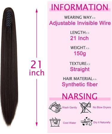 OMGREAT Ponytail Extension 21" Long Straight Curly Claw Ponytail Hair Extension One Piece Clip in on Ponytail Synthetic Hairpieces Straight Dark Brown 21Inch Dark Brown-Straight - Buy Online on SooperMarket.com