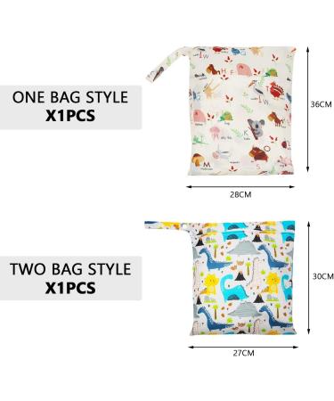 CQQNIU 2 Pcs Baby Waterproof Diaper Organizer - Reusable Wet Bag for Swimwear & Day Care - Dinosaurs Letters Design - Buy Online on SooperMarket.com