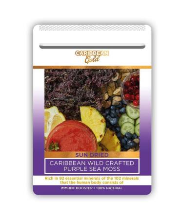 Caribbean Gold Sun Dried Wild Crafted Purple Sea Moss 50g and 100g (100g)
