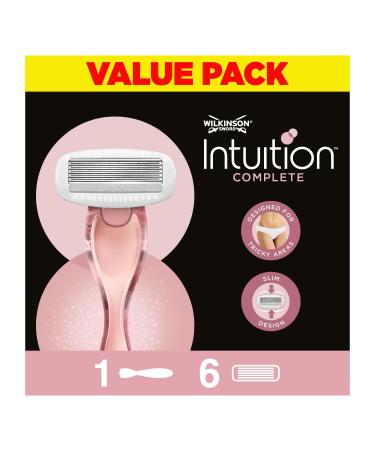 WILKINSON SWORD - Intuition Complete For Women | Skin Protect Gel with Smooth Glide | Razor Handle + 6 Razor Blades Refills multi-color 7 Piece Set