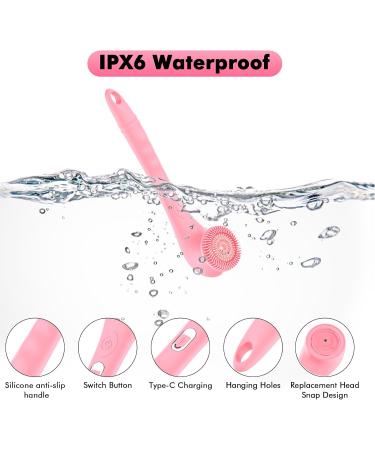 SUUWEE Electric Silicone Body Brush Set with 3 Heads | USB Rechargeable Shower Scrubber for Deep Cleaning | Long Handle for Women Men | Pink - Buy Online on SooperMarket.com