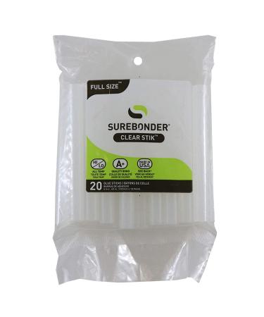 Surebonder "Clear Stik" Hot Glue Sticks for All Temperatures - Full Size 4" L, 7/16" D - 20 Pack - All Purpose, Made in USA (DT-20)