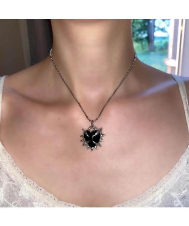 Handmade Love Shape Collarbone Chain for Women & Girls | Adjustable Black Thorn Heart Choker Jewelry - Oralgo - Buy Online on SooperMarket.com