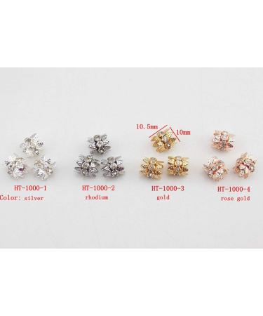 Coiris 10mm Silver Plated Double Beads Caps with Rhinestone Flower Cup - 30PCS for DIY Jewelry Making (HT-1000-1) - Buy Online on SooperMarket.com