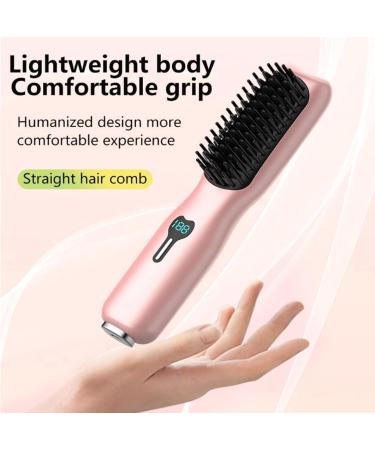TOPINCN Hair Straightener Brush - 2-in-1 Electric Hot Comb with 11 Temperature Settings | Portable Anti-Scald Straightening Brush for Travel - Buy Online on SooperMarket.com