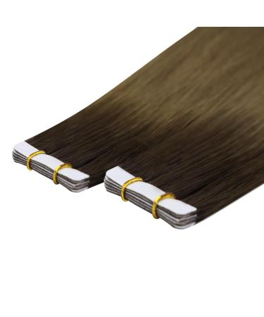 Youngsee Real Hair Tape Extensions - 60cm Darker Brown Ombre - 5pcs Virgin Skin Weft - #R3/8 - Buy Online on SooperMarket.com