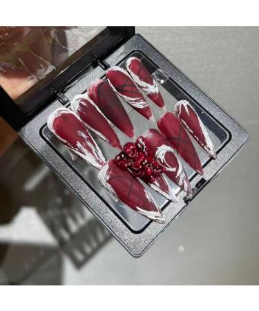 Temperament-enhancing nail art hand-made long nail art finished product with removable fake nails patch.(XS) - Buy Online on SooperMarket.com