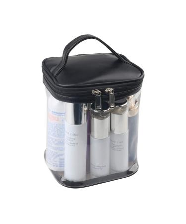 Premium clear make-up bag with internal pocket transparent cosmetic bag for travel or daily use waterproof beach bag for sunscreen skin care black) Haoguagua-TMB23