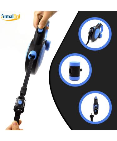 ARMALTRD 8m Retractable Dog Lead | Heavy Duty 360 Extendable Leash for Large Dogs | Tangle-Free Bungee Leash for Small to Medium Pets - 26.4 FT Blue - Buy Online on SooperMarket.com