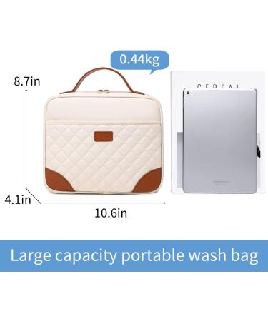 SHENHU Beige Toiletry Bag with Hanging Hook - Water-resistant Travel Makeup Organizer for Women - Buy Online on SooperMarket.com