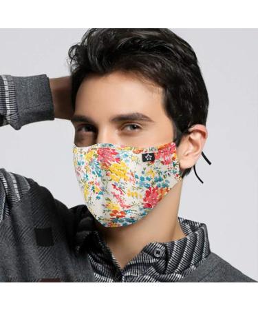 Novotel Face Mouth Cover Reusable Washable Cotton Half Cloth Face Adjustable Ear Loops Orange Flower - Buy Online on SooperMarket.com