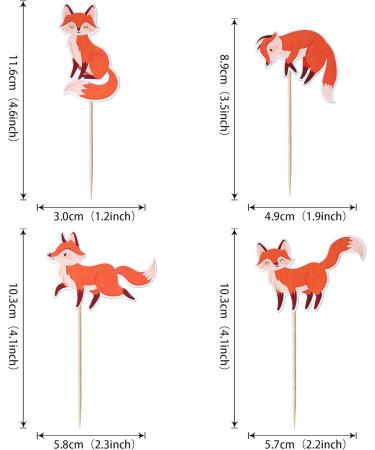 36 Pieces Fox Cupcake Toppers - Wild Animal Birthday Decorations & Muffin Decor for Baby Showers - Buy Online on SooperMarket.com