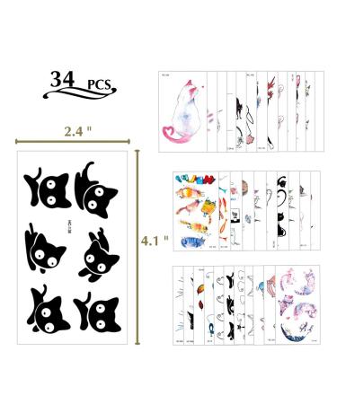 PHOGARY 90 Pieces Cat Pets Theme Temporary Tattoos - Waterproof Body Art for Kids - Buy Online on SooperMarket.com
