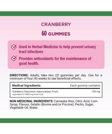 Nature's Bounty Cranberry Gummies Herbal Supplement Helps Prevent Recurrent UTIs 60 Gummies Multi-colored - Buy Online on SooperMarket.com