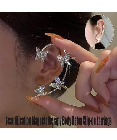 Beautification Magnetotherapy Body Detox Butterfly Earrings Non Piercing Magnetic Acupressure Slimming Earrings Butterfly Ear Cuffs Non Pierced Acupressure Slimm_ing Earrings for Women (2pcs-silver) - Buy Online on SooperMarket.com
