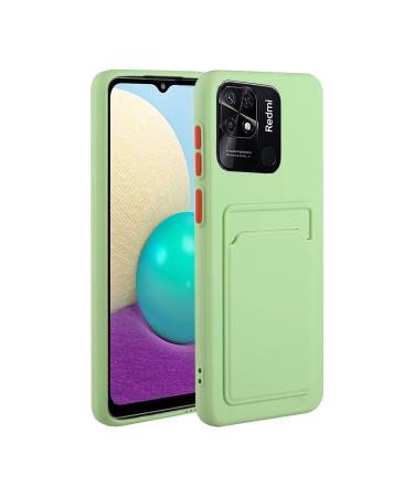 Tivenfezk Nadoli Silicone case for Xiaomi Redmi 10c Ultra thin shockproof scratch -resistant wallet soft TPU protective cover mobile phone case with credit card holder xiaomi redmi 10c green