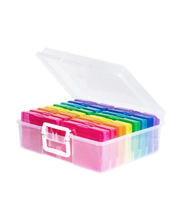 Naivees Photo Storage Case 4" x 6" Photo Storage Boxes Photo Organizer Boxes Picture Boxes Transparent Craft Keeper Photo Containers for Photos, Pictures,Art (Multicolor-16 Pack Inner Box)