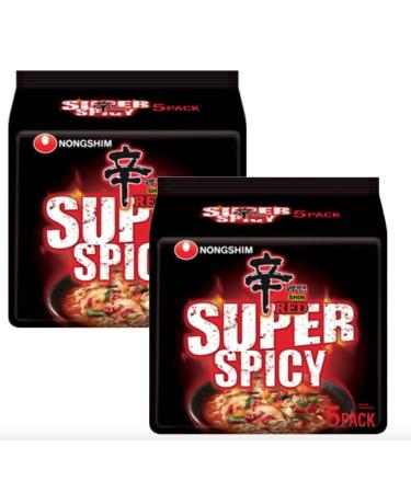 Nong Shim Shin Red Ramyun Super Spicy Instant Noodle 120g (Pack of 10) BY SPICEHUB