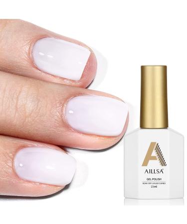 AILLSA Milky White Gel Nail Polish, 15ml Nude Milky Soak Off UV Gel Polish Quick Dry, Transparent Jelly Gel Nail Polish Long Lasting, Nail Art Manicure DIY at Home 1Pcs