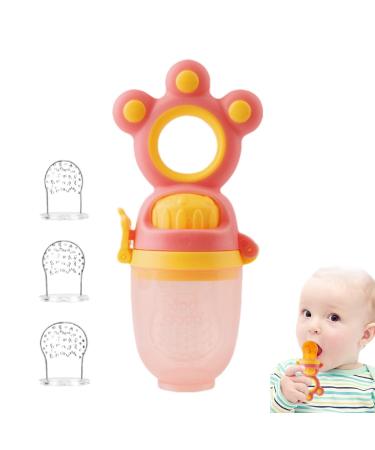 Shangjia Baby-Obst Feeder |Removable newborn fruit dispenser made of silicone with 3 nullters - portable food dispenser for the relief of the teething of babies and the secure self -feeding pink
