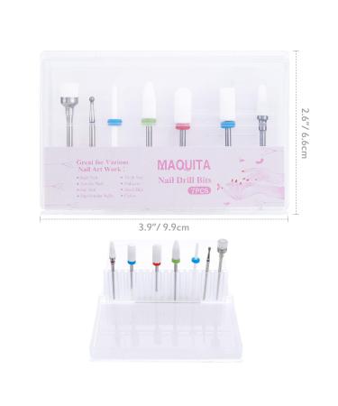 MAQUITA 7Pcs Ceramic Nail Drill Bits Set - Professional Nail Drill Bit Tools for Manicure Pedicure - Great Gift for Women and Girls - Buy Online on SooperMarket.com