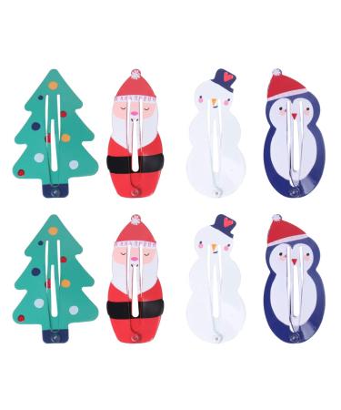 8pcs Christmas Hair Clips Santa Claus Snowman Tree Hair Clips Hair Accessories for Toddlers Girls Kids