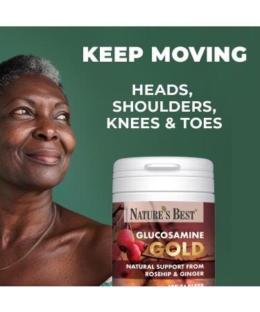 Glucosamine Gold | High Strength 1400mg 100% Plant-Based | 120 Tablets | All-in-one Formula with Phytodroitin Chondroitin Ginger rosehips and quercetin | Taste Free Tablets | Made in The UK - Buy Online on SooperMarket.com