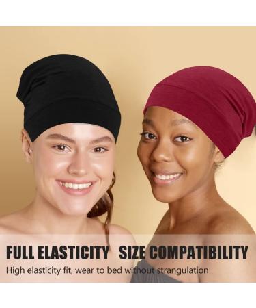 Silk Bonnet for Sleeping - 2PCS Silk Hair Wrap for Women/Men - Red & Black, Black & White - Buy Online on SooperMarket.com