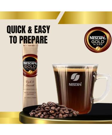 NESCAF Gold Blend Coffee Sachets Individually Wrapped x 30 x 1.8g Sticks - Bundle with Refillable Silver Window Lid Tin and Latte Spoon for Home Travel or Desk - Buy Online on SooperMarket.com