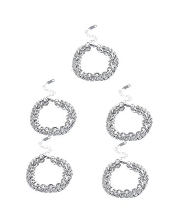 PACKOVE 5pcs Rhinestone Bracelet Charm Bracelets Beaded Jewelry Bracelet for Charms Chain Bracelet Wrist Bracelet Layering Bracelets Girls Bracelet The Chain Wrist Chain Miss Rhinestones