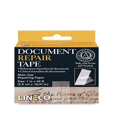 Lineco 1 Inch X 98 Feet. Archival Self Adhesive, Transparent Document Repair Tape with Neutral pH. Pressure Sensitive. Non-Yellowing and Removable with Solvents, Conversational, Framing, Craft, DIY. Set of 1