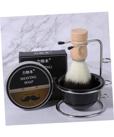 Beavorty Shaving Foam Bowl & Badger Brush Set - Essential Men's Grooming Kit for Travel | Black 12x8.5cm - Buy Online on SooperMarket.com