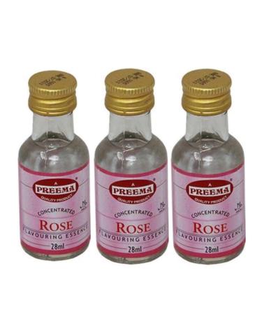 Preema | Rose Flavouring | Essence | (3X28ml) | Small Size | Premium Quality