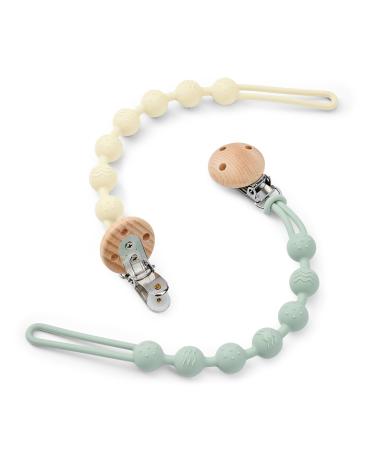 Pacifier chain silicone WeSweet BPA free pacifier strap with gift packaging Great baby gifts for boys and girls green+white