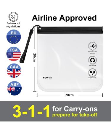ECOHUB Airport Security Liquids Bags EVA Airport Liquid Bag 20 x 20cm Airline Approved Clear Travel Toiletry Bag for Women Men Zip Lock Bags with Strap for Travel (2 pcs Gray&Black) Gray&black With Carrying Handle - Buy Online on SooperMarket.com