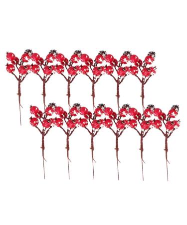 HOMSFOU 12pcs Fake Berry Picks Holly Berry Picks Home Pomegranate Pick Artificial Pomegranate Decor Faux Flower Arrangement Red Holly Berry Stem Desktop Household Products Iron Wire