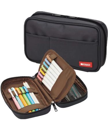 LIHITLAB Zipper Pen Case, 7.9  2  4.7 Inches, Black (A7551-24) Black Standard: 7.9 x 2.0 x 4.7 Inch