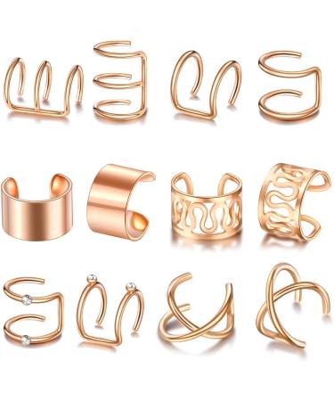 Diarypiece 12 Pcs Retro Advanced Sense Ear Bone Clip Without Pierced Metal Ear Cuff Jewelry Metal alloy - Buy Online on SooperMarket.com
