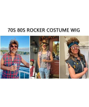 vreplrse Realistic Vintage Wig for Men Comfortable and Durable Materials Fiber Halloween Costume Wig Cover Party Wig Disco Red Brown - Buy Online on SooperMarket.com