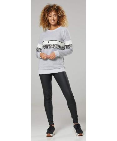 Happy Mama Women's Maternity Nursing Zipped Sweatshirt Striped Jumper 1110 - Light Grey Melange & Panther - Buy Online on SooperMarket.com