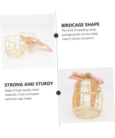 COOLHIYA Bird Cage 2pcs Box Bell Creative Treats Birdcage Wedding Sweets Birthday for Party Shaped Golden 8.3X6.7CM - Buy Online on SooperMarket.com