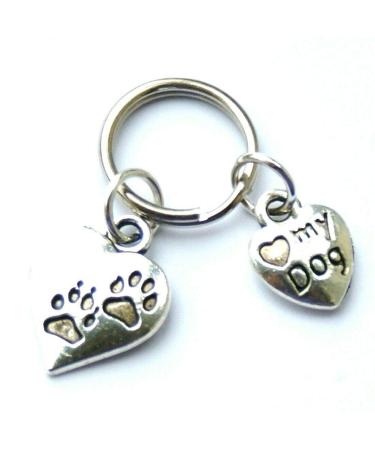 Silver Knight Dog Collar Charms Paw & I Love My Dog Hearts New Pet Gift Tag