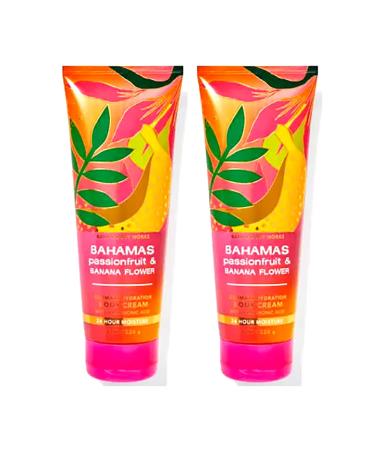 Bath & Body Works Bahamas Passionfruit & Banana Flower Ultimate Hydration Body Cream For Women 8 Fl Oz 2- Pack (Bahamas Passionfruit & Banana Flower) 16.0 Ounce